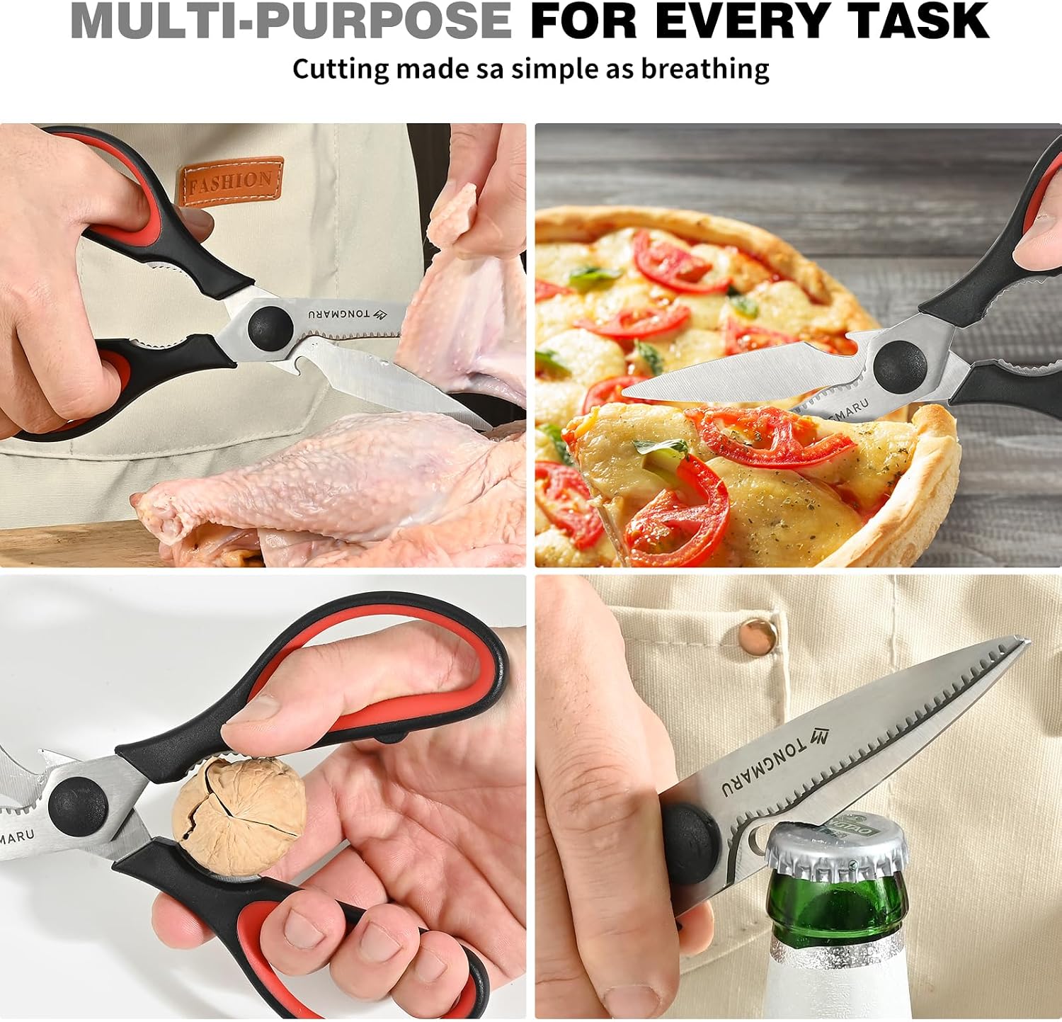 Kitchen Cooking Shears Heavy Duty Kitchen Scissor with, Detachable, All Purpose Scissors, Dishwasher Safe Scissors