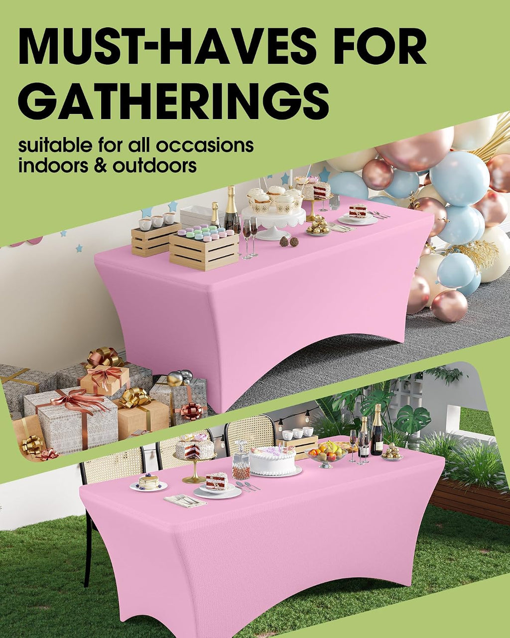 Spandex Tablecloth 6ft 2 Pack Pink