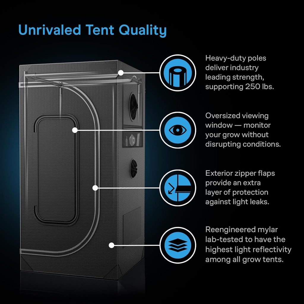 CLOUDLAB 894, Advance Grow Tent 8x4, Thickest 1 " Poles. | 2000D Mylar Canvas, Lab-Tested Highest Reflectivity