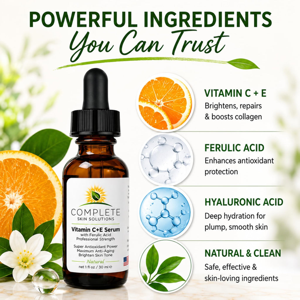 Natural Vitamin C E Serum with Ferulic Acid 1 oz