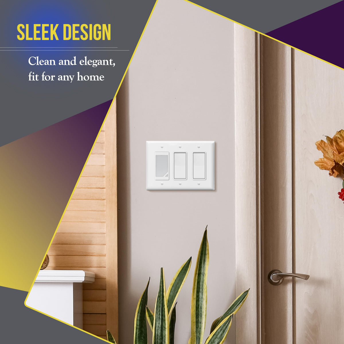 ENERLITES 3-Gang White Mid-Size Decorator Switch Outlet Wall Plate Cover