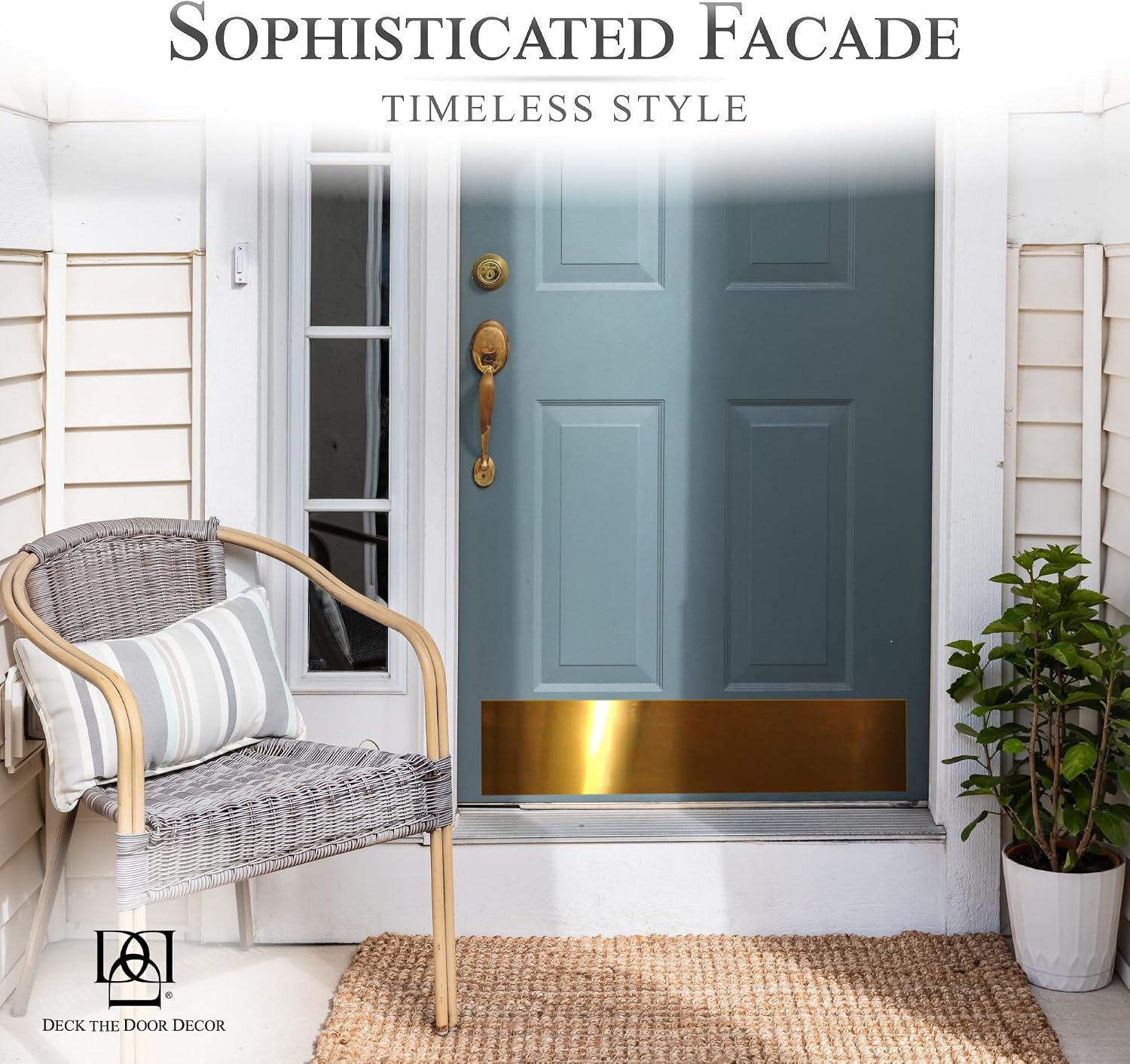 Door Kick Plate - Anodized Aluminum - Shiny Brass Finish - Magnetic Mount for Steel Doors - 6"x 34"
