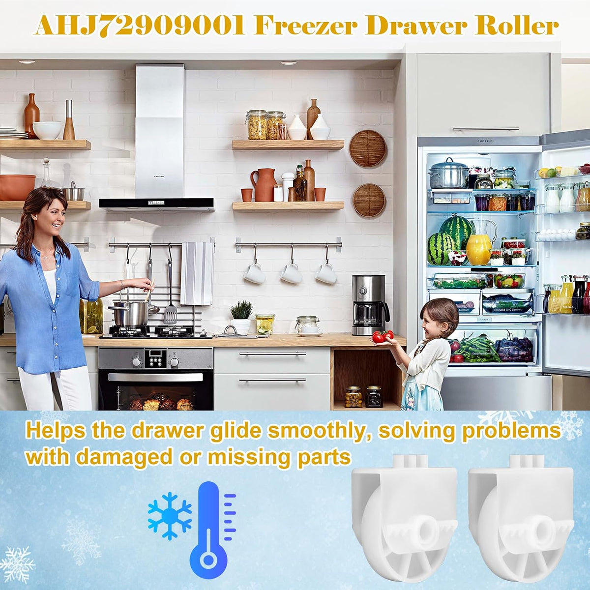 2 pcs AHJ72909001 Refrigerator Freezer Drawer Rollers Fit for LG Kenmore