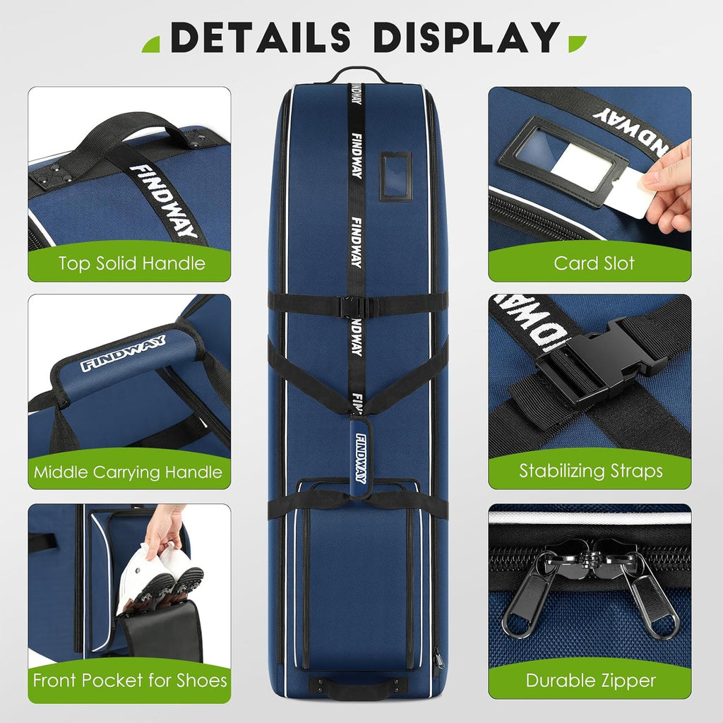 Golf Travel Bag for Airlines 900D Heavy Duty Oxford Golf Travel Case with Wheels, Golf Travel Cover with Club