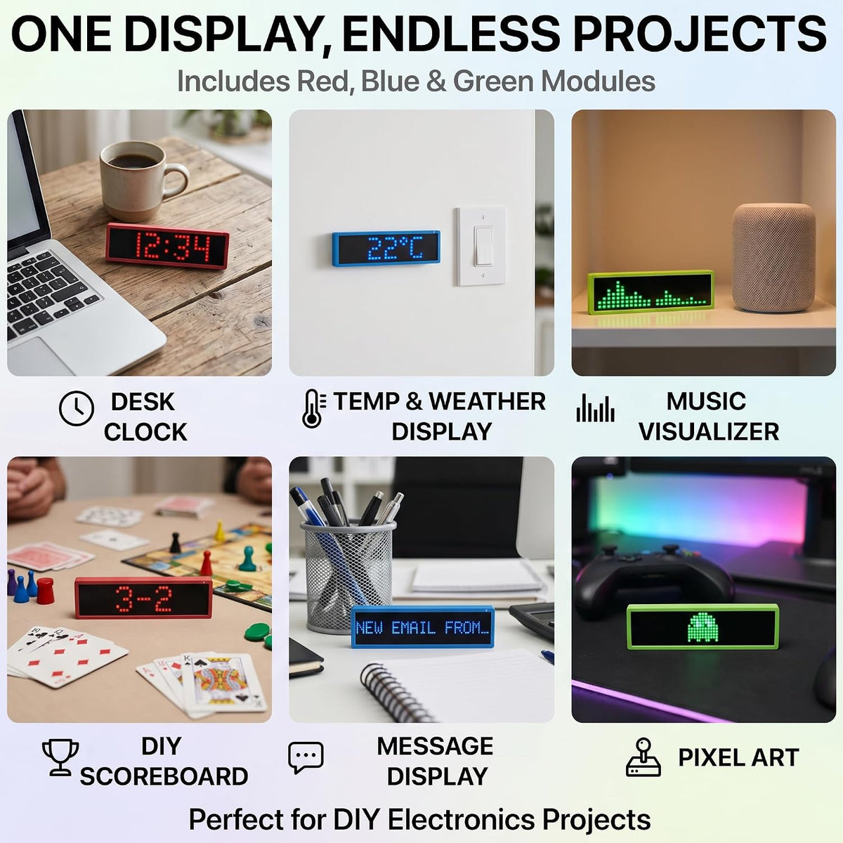 Lonely Binary 3-Pack 32x8 LED Matrix MAX7219 3-Color for C++ ESP32