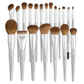 Professional Makeup Brush Set with Storage Pouch Vegan 20 Pcs Gray