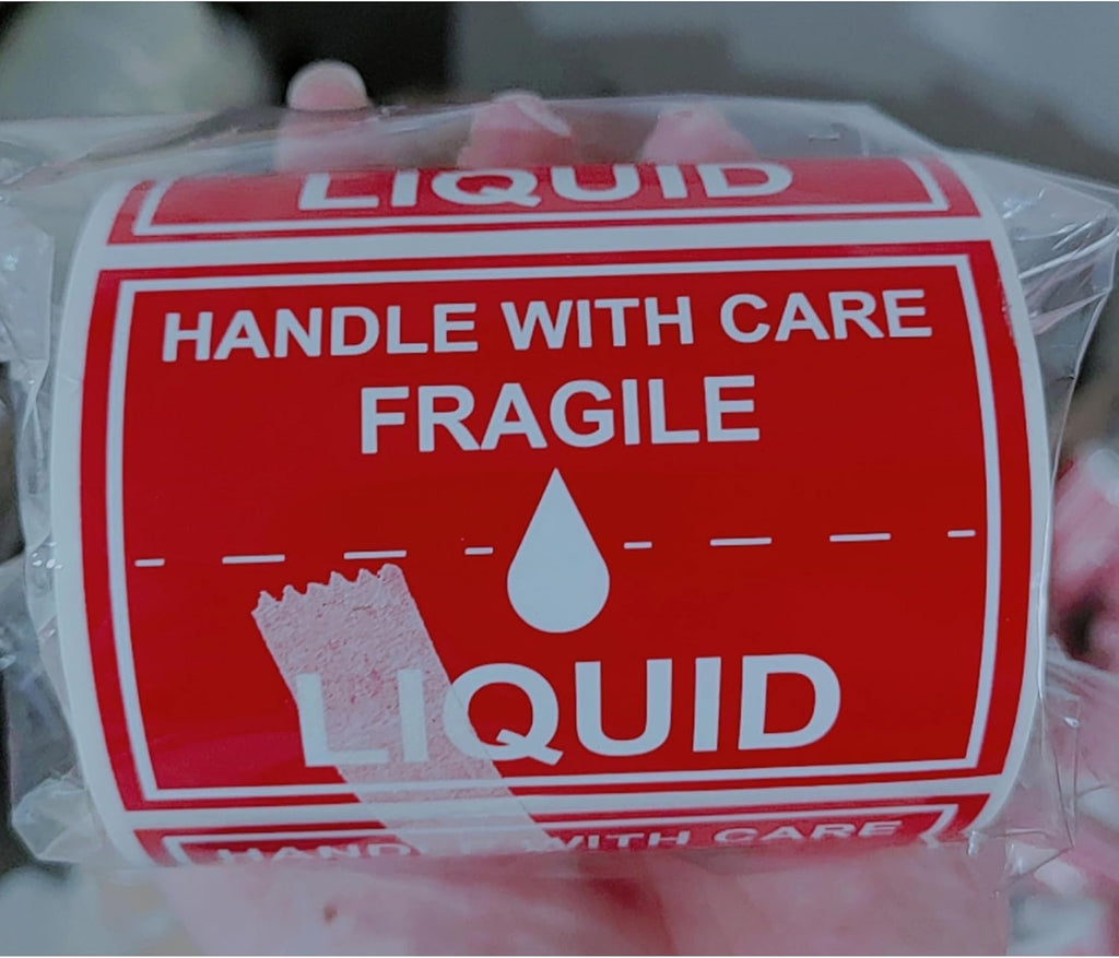 Fragile Liquid Handle with Care Warning Stickers 2X3 inch (300 Pcs)