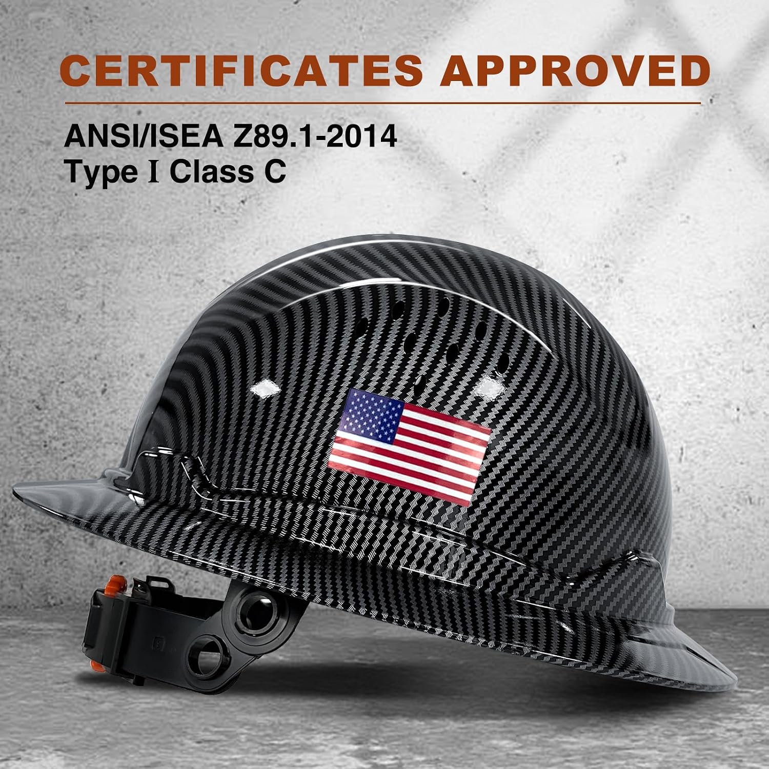 SBD-G1C Construction Full Brim Safety Helmet HDPE Hard Hat Vented Hardhats Sunshade Carbon Fiber Pattern Industrial