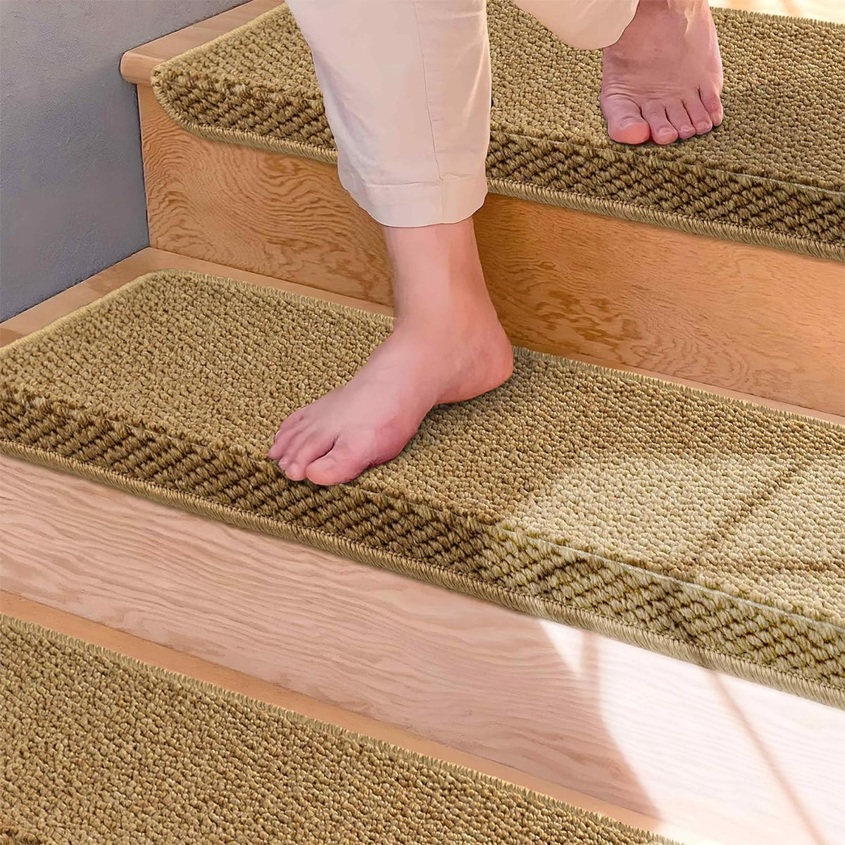 Bullnose Carpet Stair Treads, Stair Treads for Wooden Steps, 14pcs