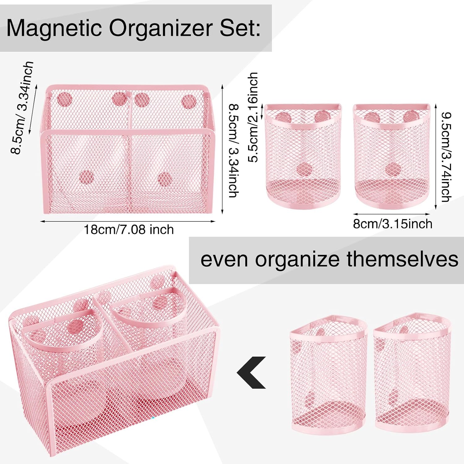 13 Pcs Locker Organizer and Accessories Kit Stackable Mesh Locker Shelf, Pen Holder, Magnetic Mirror, Whiteboard