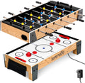 38” Table Top Air Hockey and 40” Foosball Set, 2-in-1 Swivel Game Table with Soccer Balls, Pushers, and Pucks for