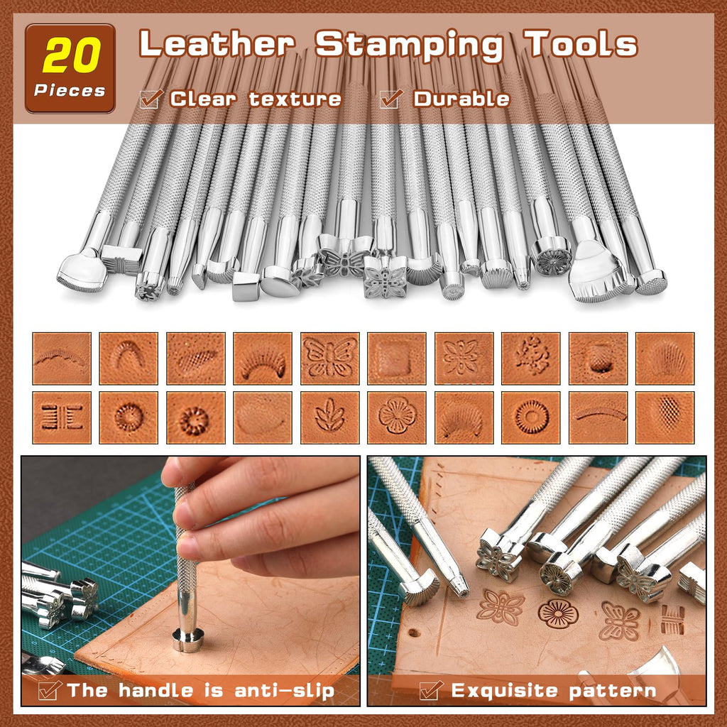 Leather Working Tool Leatherworking Tool Kit for Carving Punching