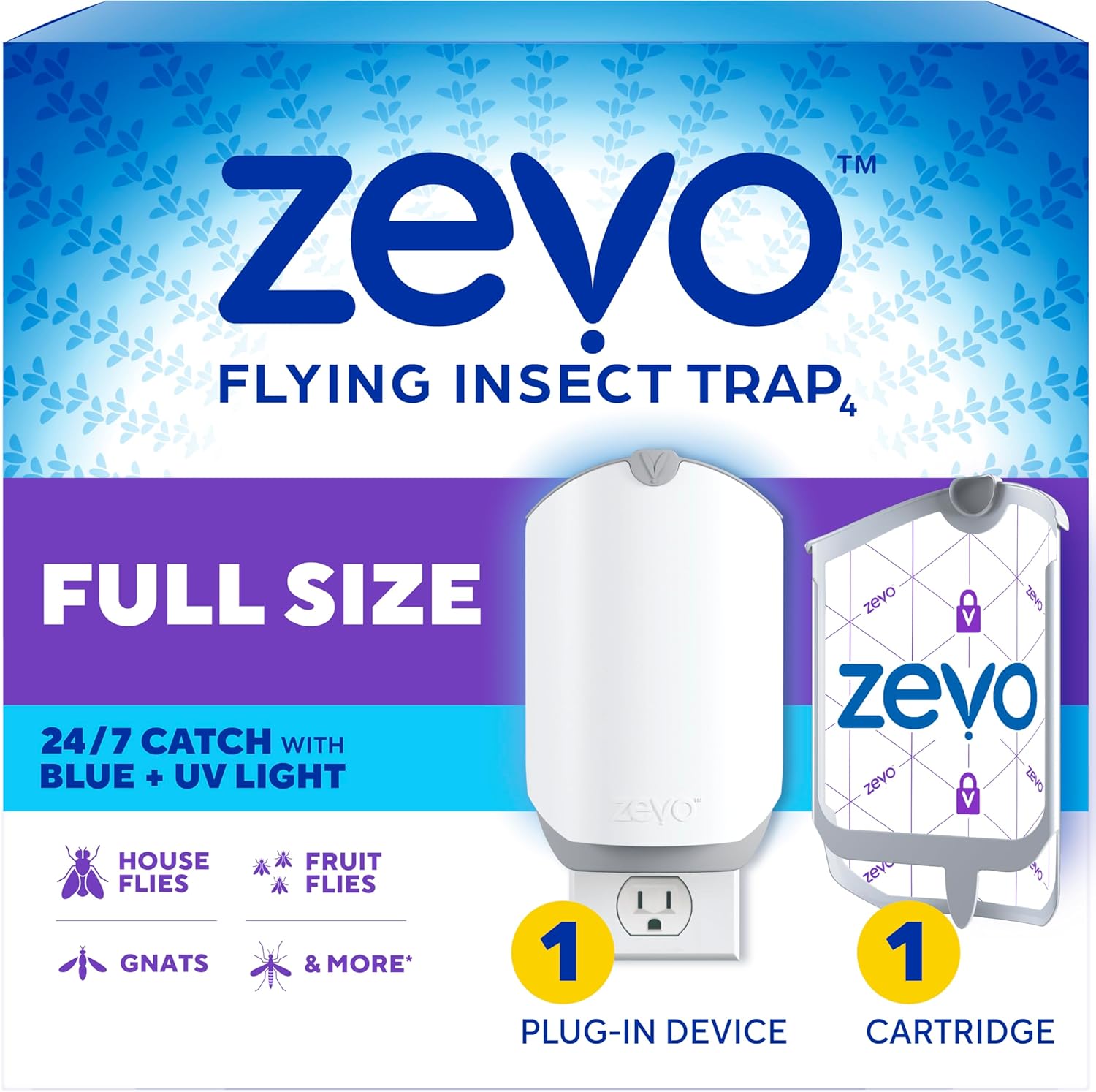 Flying Insect Trap for Fruit Flies & Gnats, 1 Plug-in Base & 1 Refills | Catches Fruit Flies & Gnats Near Fruit Bowls