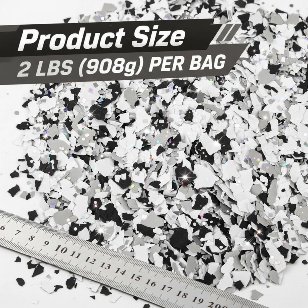 2 lb Sparkle Epoxy Floor Flakes, 6-8 mm Blend Color Chip with Glitter