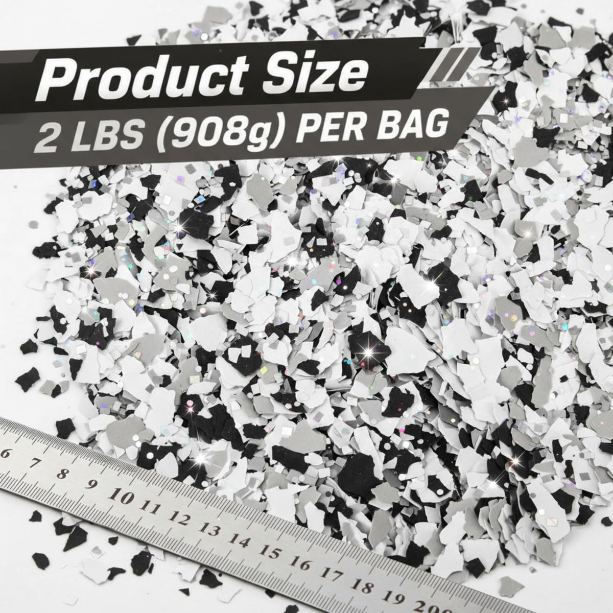 2 lb Sparkle Epoxy Floor Flakes, 6-8 mm Blend Color Chip with Glitter