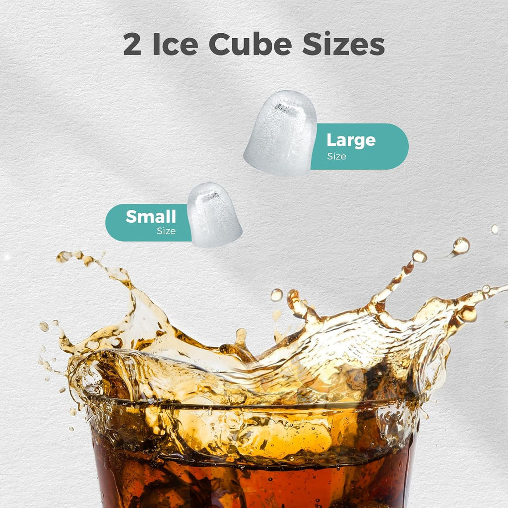 Countertop Ice Maker, 26Lbs/24H,2 Sizes of Ice, Self-Cleaning,White