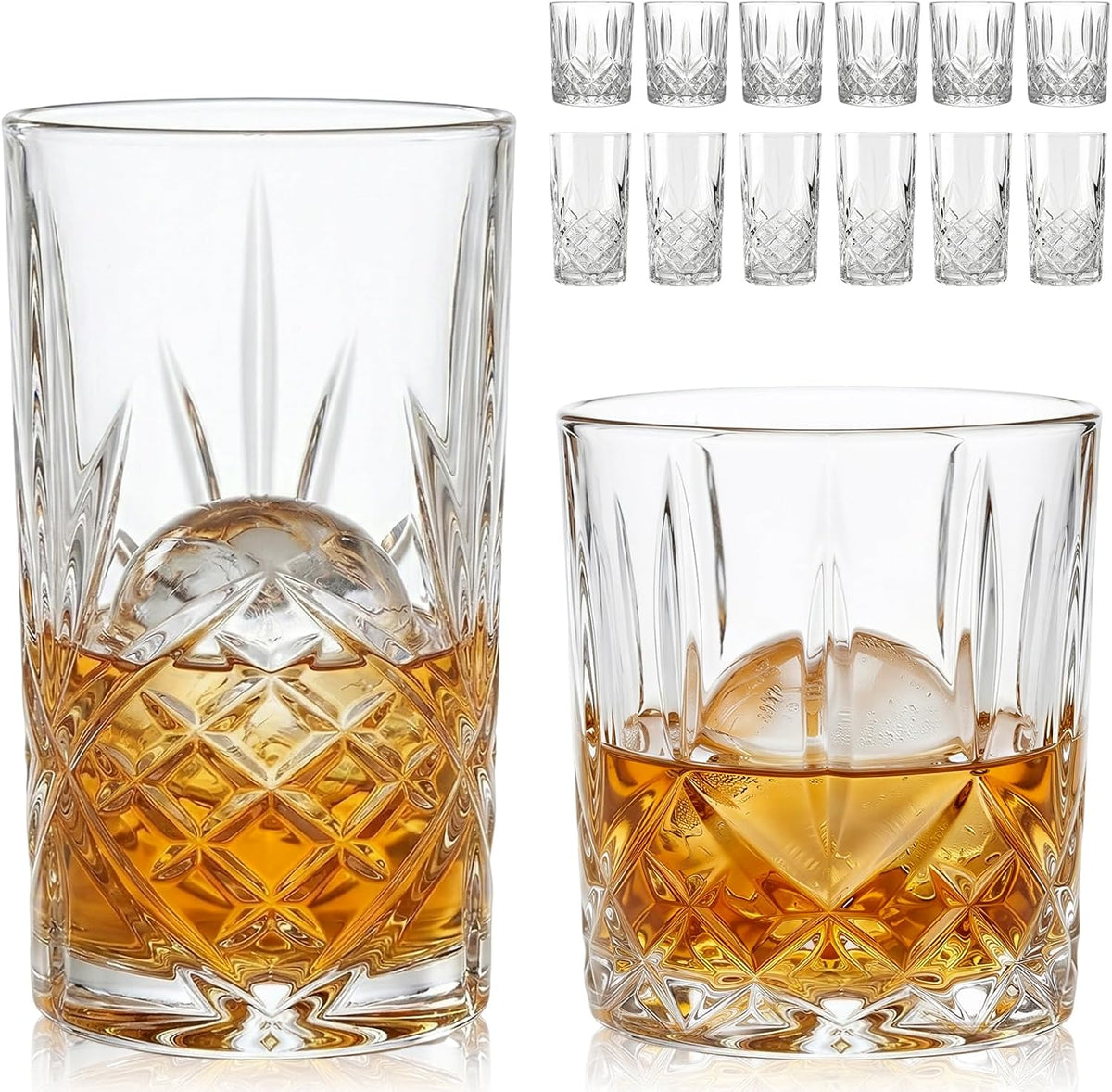Crystal Cocktail Glasses Drinking Glasses Set of 12 Glass Cups