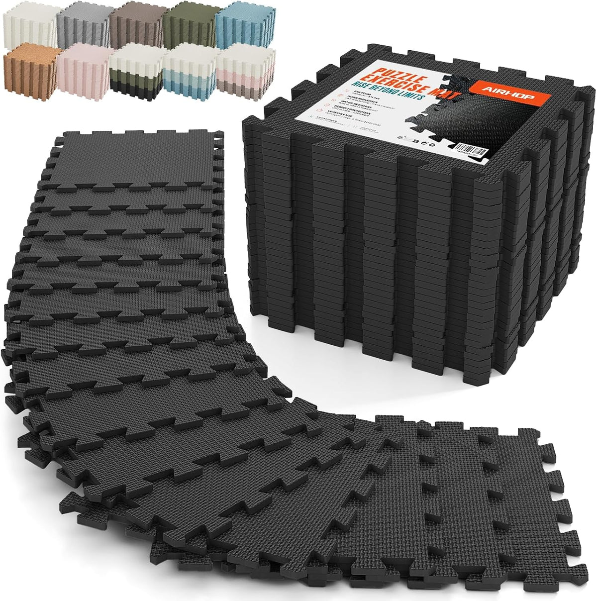 18 PCS Gym Floor Mat, EVA Foam Puzzle Gym Mat, High-Density Interlocking Foam Floor Tiles for Home Gym, Play Workout