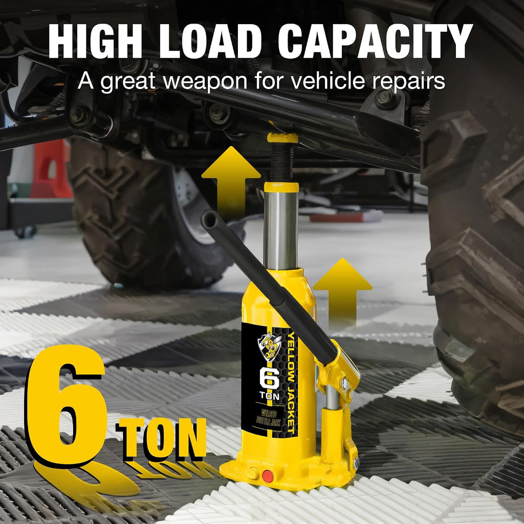 Bottle Jack 6 Ton Muti-Directional Welded Car Jack with Carrying Case and Pump Handle, Fit Use for Automotive Sedans