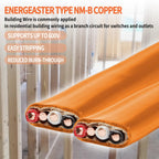 Energeaster Solid Indoor 10/3 NM-B Copper Cable with Ground 15FT, Orange