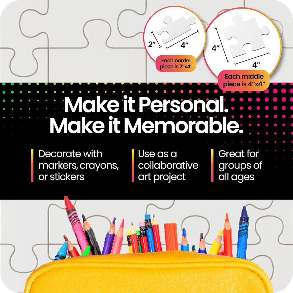Junior Community Puzzle – Award-Winning Design – 16 Piece Blank Puzzle to Write and Draw On – Universal Interlocking
