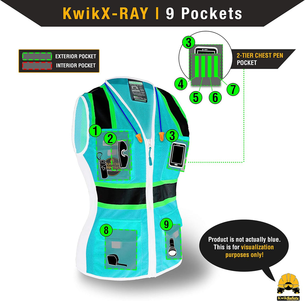 FIRST LADY Safety Vest for Women Class 2 ANSI OSHA Hi Vis Vest
