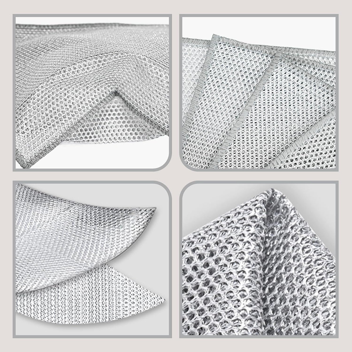 Double-Layer Steel Wire Cleaning Cloth - Non-Scratch Wire Dishcloth Rag Heavy Duty Scrub Pads Multi-Purpose Silver