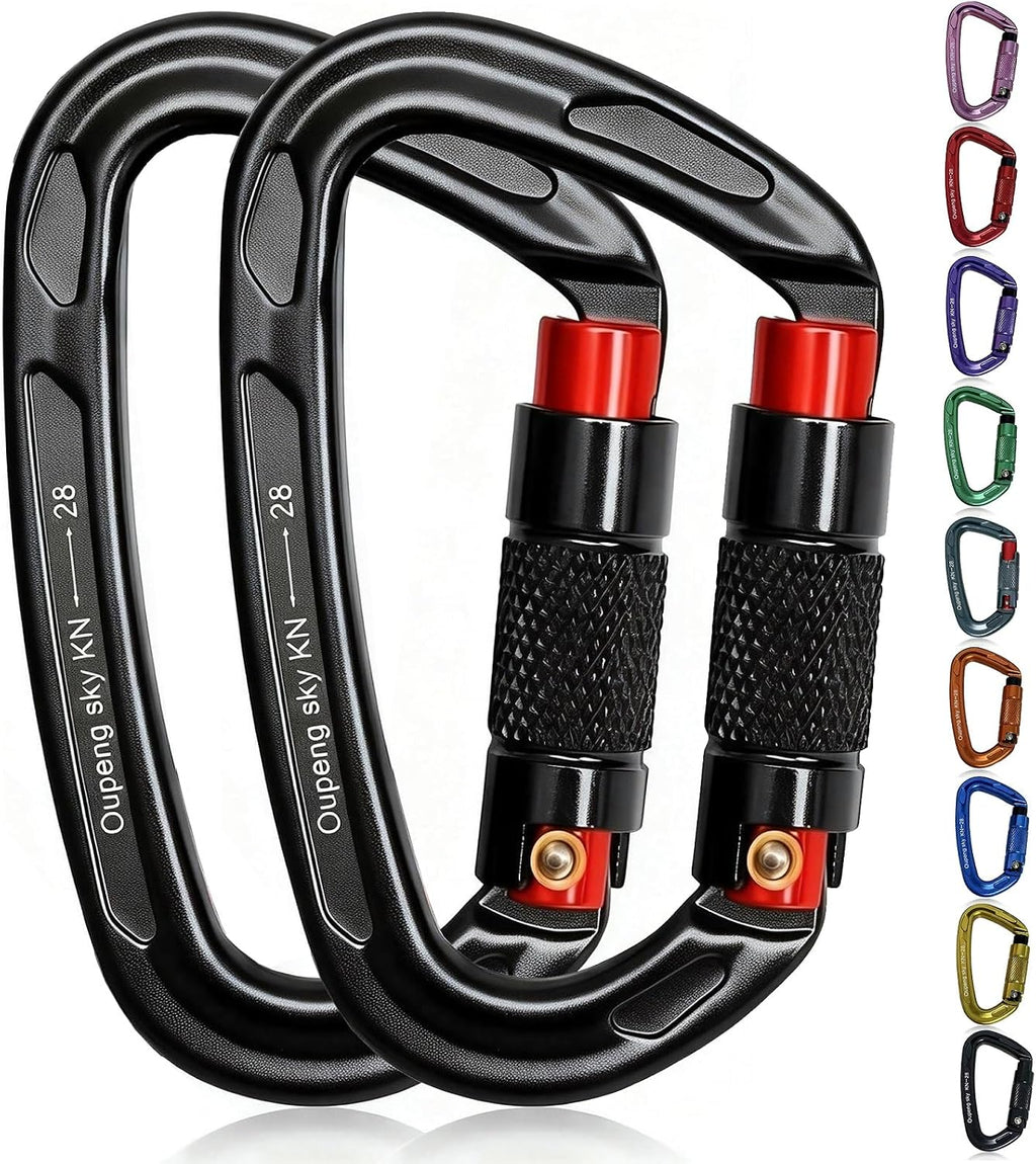Auto Locking Carabiner Clips - 28KN (6172lbs) Heavy Duty Caribeaners, Large Carabiner Clip for