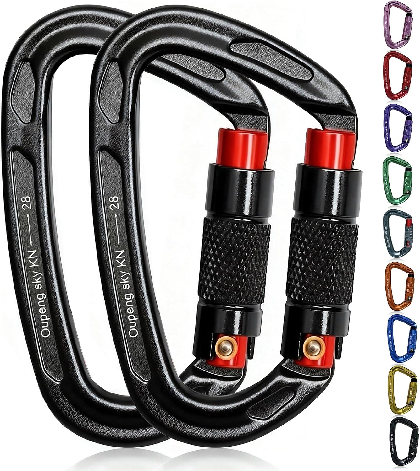 Auto Locking Carabiner Clips - 28KN (6172lbs) Heavy Duty Caribeaners, Large Carabiner Clip for