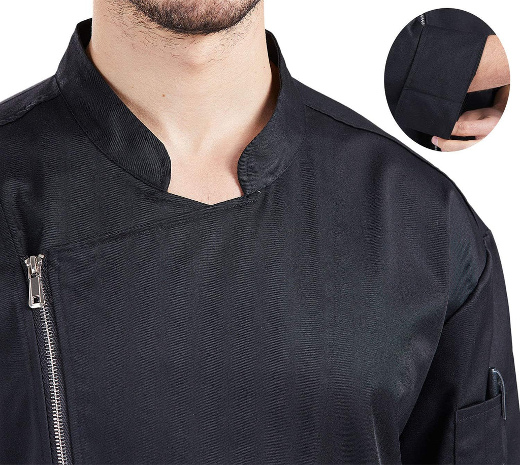 Unisex Chef Coat Long Sleeve Chef Jacket with Zipper