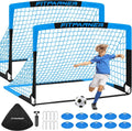 Kids Soccer Goals for Backyard Set - 2 Pack of Portable Pop Up Soccer Nets with Ball,Cones,Complete Training