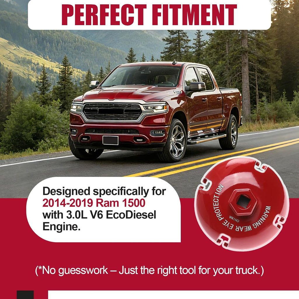61150 Fuel Filter Housing Wrench Replacement for Ram 1500 EcoDiesel | OE 68235275AA, 10 Micron, Aluminum Anti-Slip