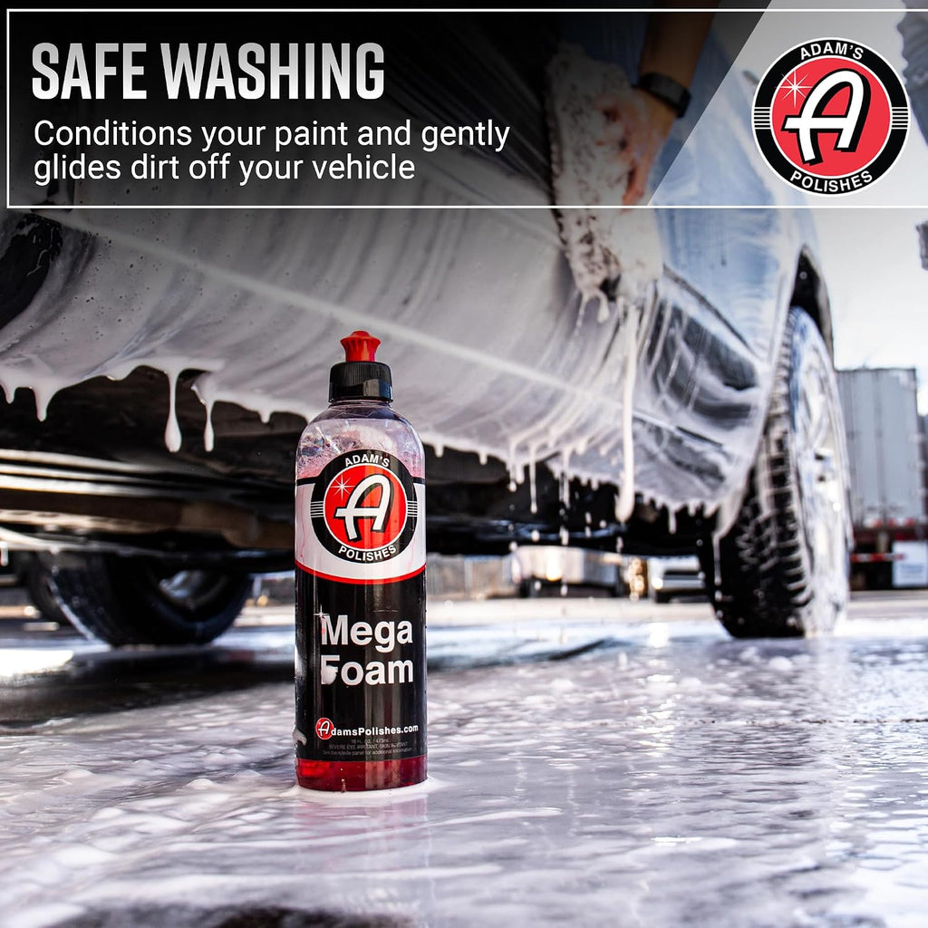 Adam’s Mega Foam Car Wash Soap (Gallon) – pH Neutral, Ultra Concentrated for Foam Cannon, Foaming Spray Gun, or