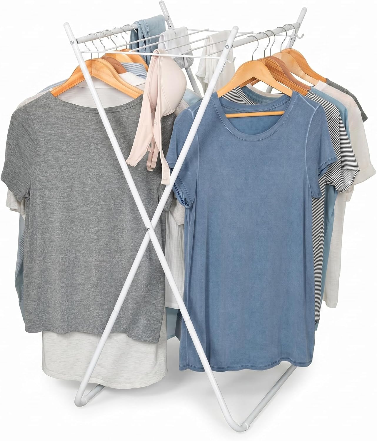 Easy-Fold Collapsible Clothes Drying Rack, Sturdy Metal Laundry Rack Holds 40 lbs, Space-Saving Foldable Towel Rack