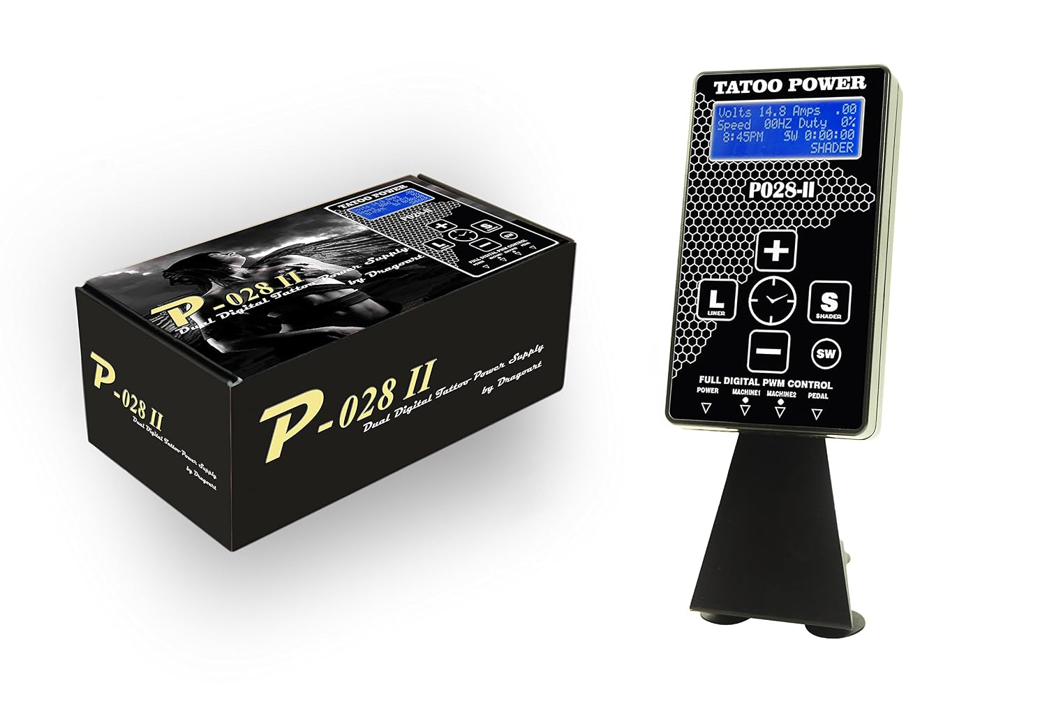 DGT New 4nd Generation P028-II Dual Tattoo Power Supply 1 Foot Pedal 2 Clip cords
