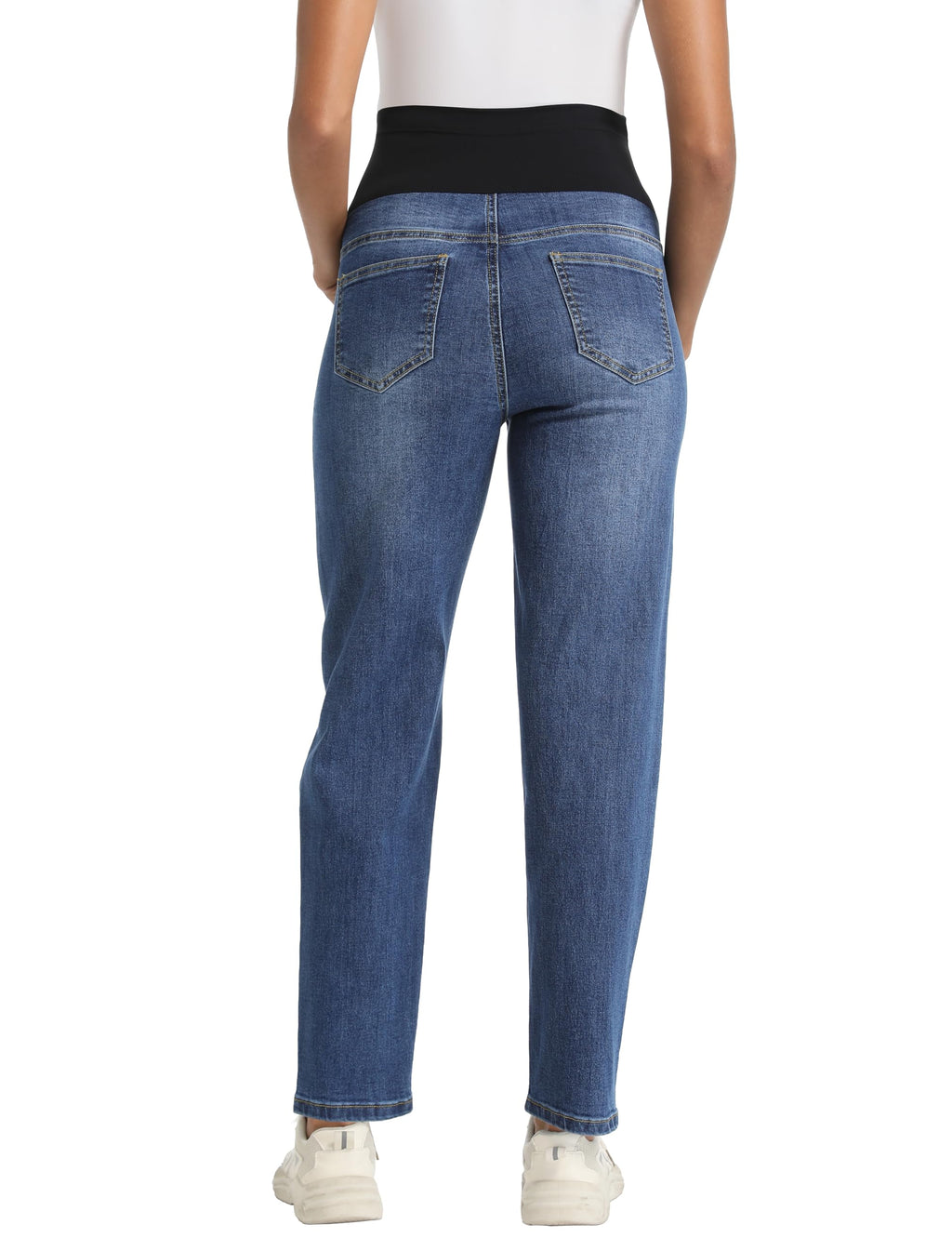 Maternity Boyfriend Jeans Over Belly Denim Pants Dark Blue M