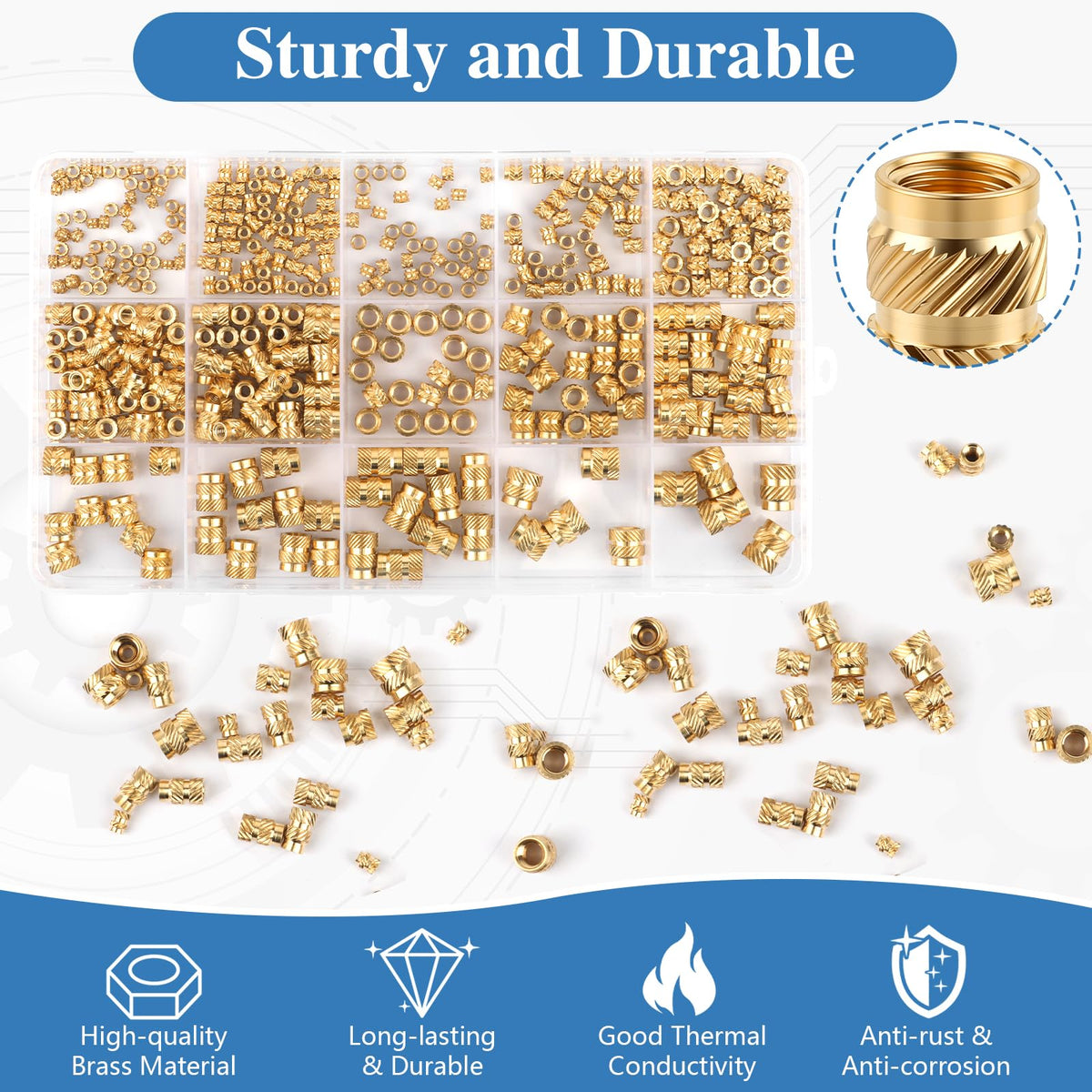 420 Pcs Brass Threaded Inserts for 3D Printing, M2 M2.5 M3 M4 M5 M6