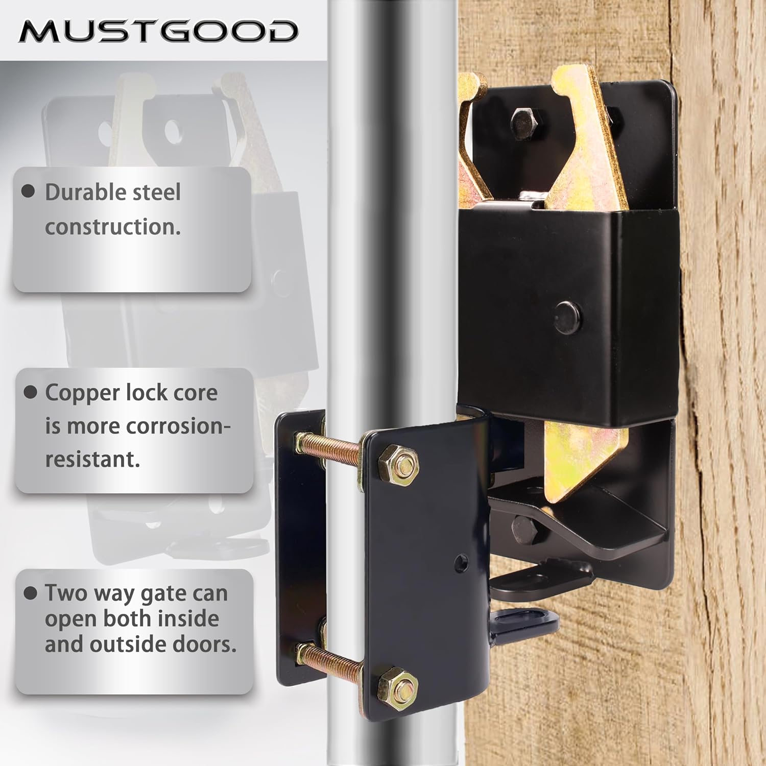 Heavy Duty Farm Gate Latch 2 Way Gate Latch Perfect for Farms, Pastures, and Ranches