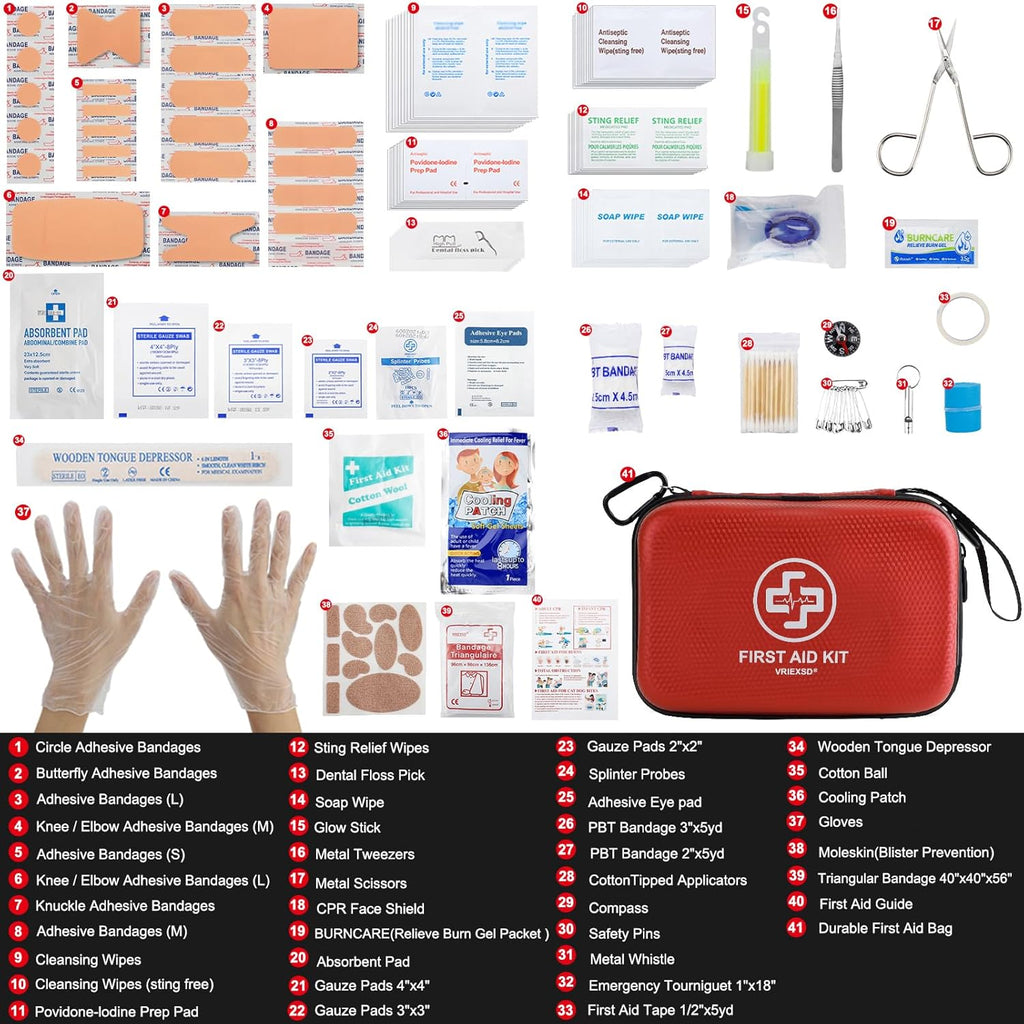 Premium First Aid Kit, 320 Piece Waterproof Hard Shell Eva First Aid Kit for Home, Camping, Cars, Hiking, Travel