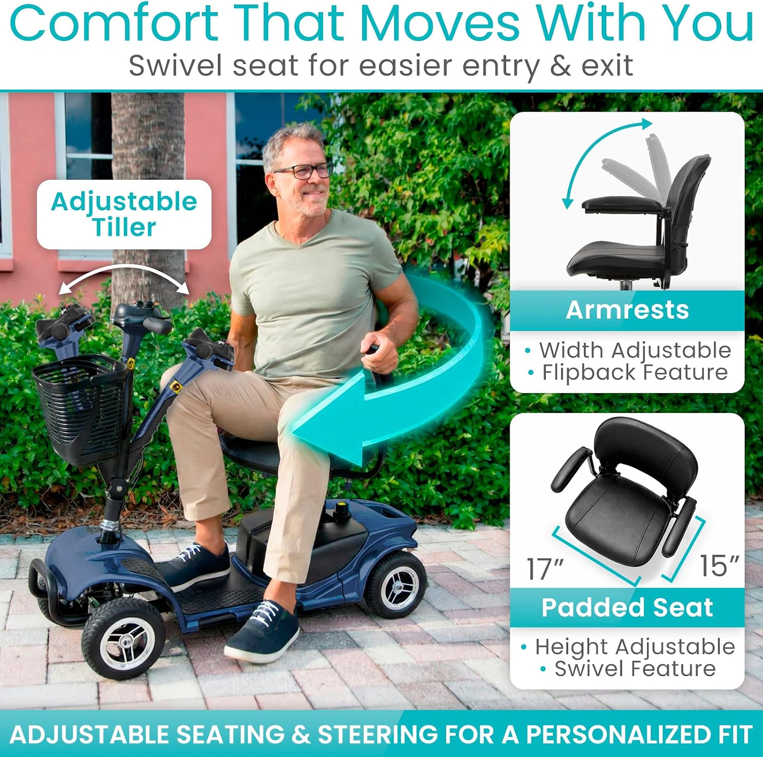 4 Wheel Mobility Scooter - Electric Powered Wheelchair Device
