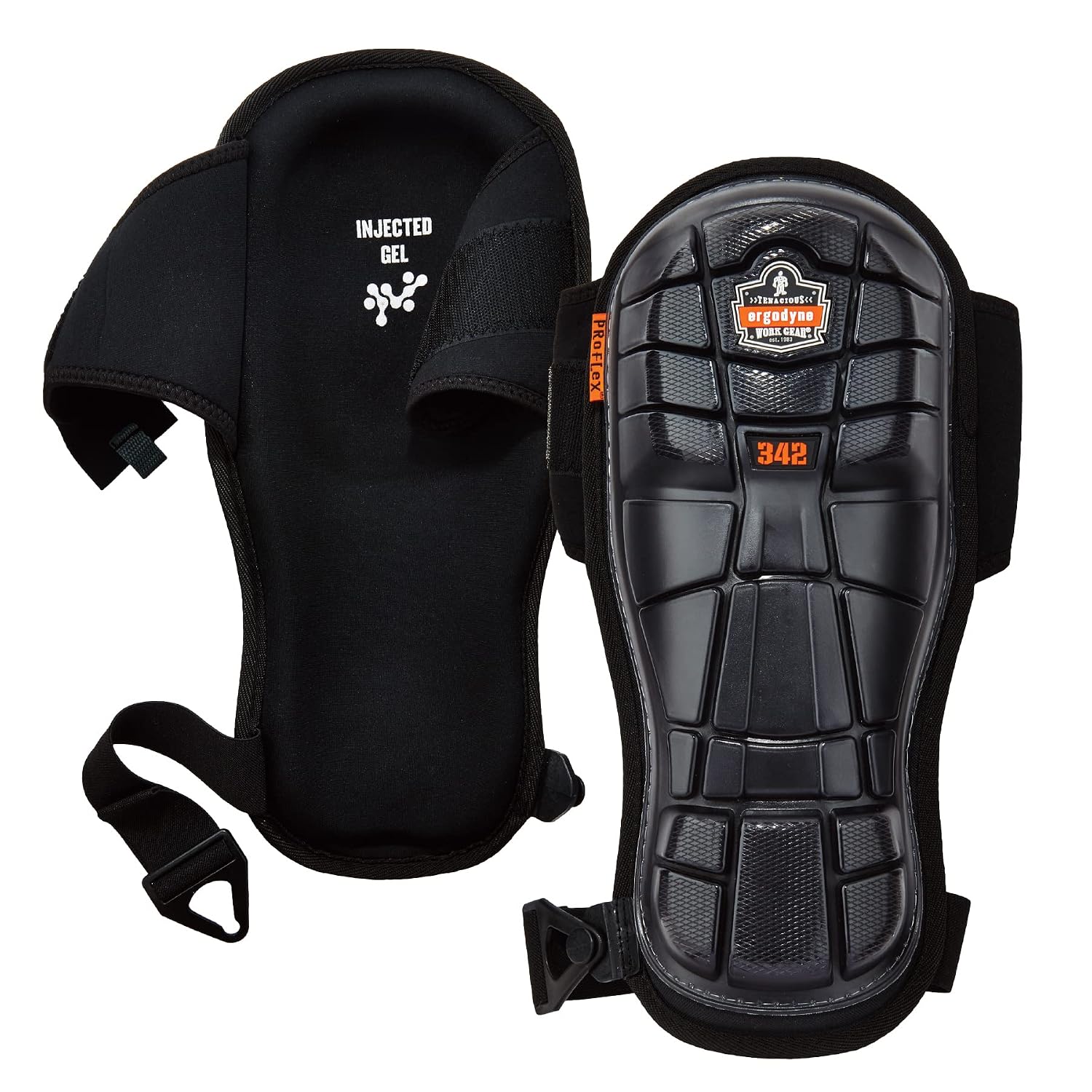 18442 ProFlex 342 Professional Knee Pads, Protective Extra Long Cap, Injected Gel Padded Technology, Adjustable