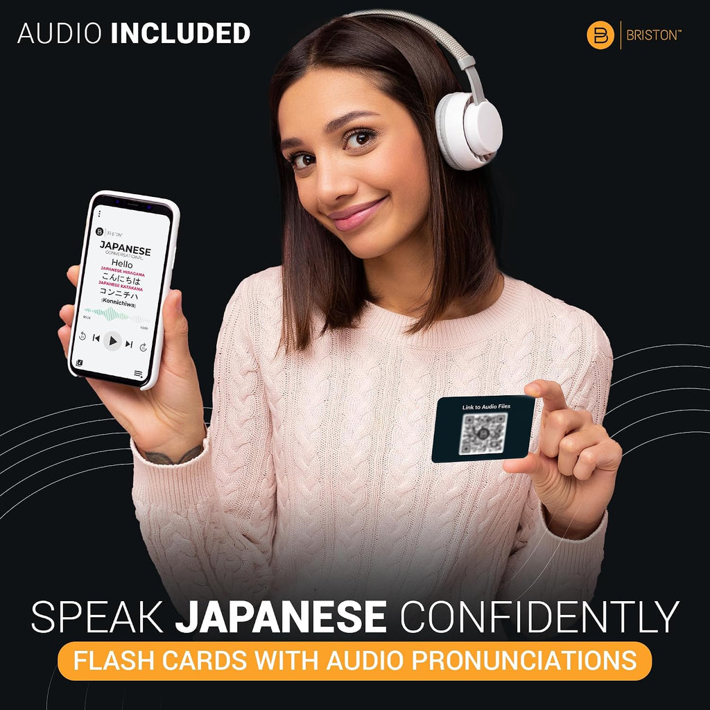 Japanese Conversational Phrases Flash Cards with Audio – 75 for Beginners | Back to School Japanese phrase cards with