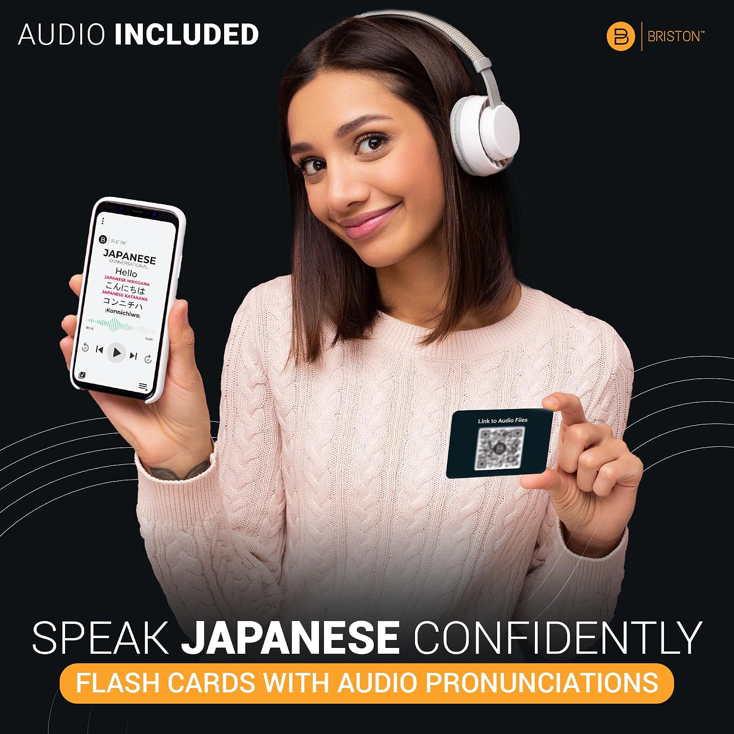 Japanese Conversational Phrases Flash Cards with Audio – 75 for Beginners | Back to School Japanese phrase cards with