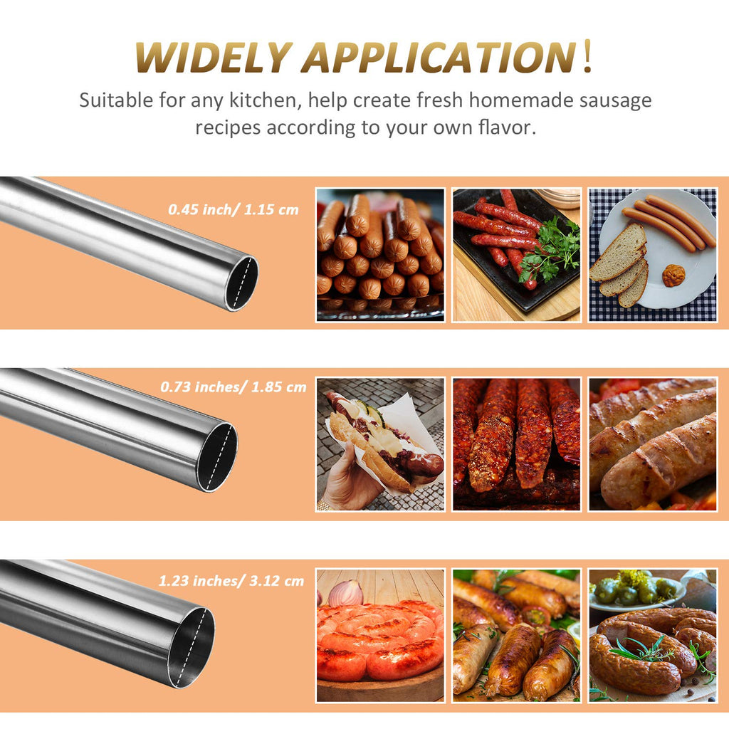3 Pcs Sausage Stuffer Tubes for Size 5 Grinder, 3 Sizes