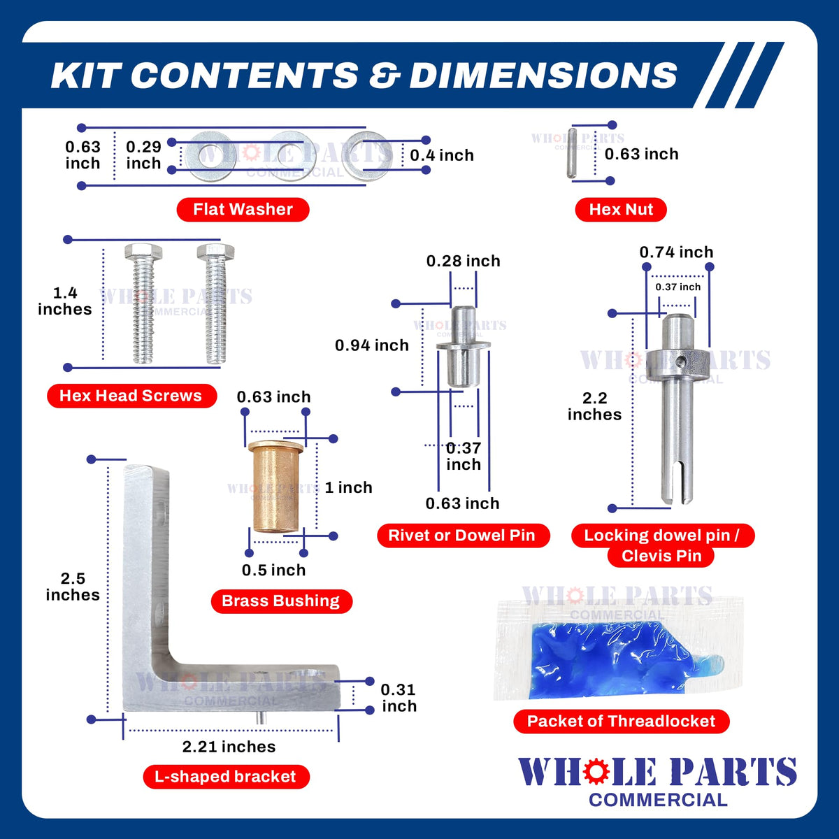 Whole Parts Upgraded Commercial Refrigerator Door Hinge Kit Part# 870865