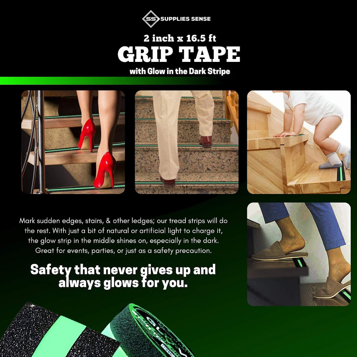 Anti-Slip Grip Tape Strips 2" x16.5ft, Non-Slip Tape