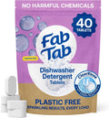 100% Plastic-Free Dishwasher Detergent Tablets, 40ct, Free & Clear