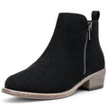 Women's Black Suede Round Toe Ankle Boots Low Heel, Size 8, 905