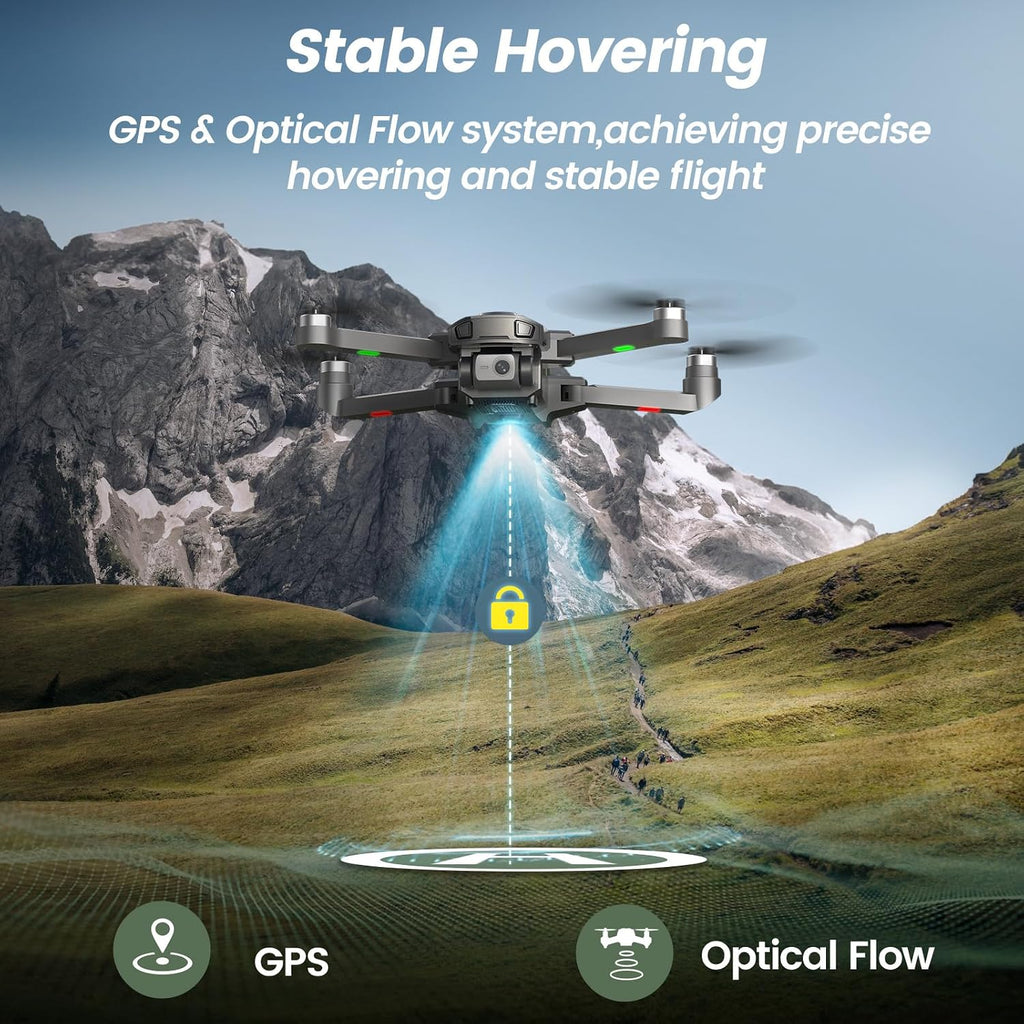 WF30 Foldable 4K Camera GPS Drone Adult Beginners Brushless Black | Affordable Starter Quadcopter Simple Stable 5G