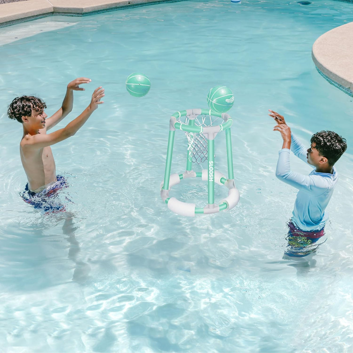 Pool Basketball Hoop Toys, Floating Basketball Pool Game, Swimming Floats Toys with Balls Pump, Summer Outdoor Water